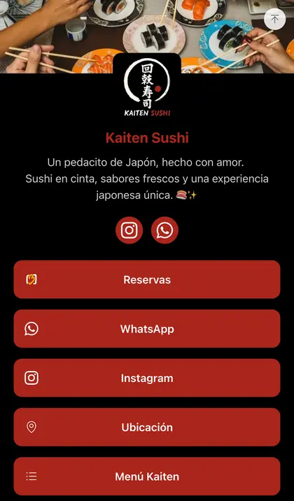 Link-in-bio de Kaiten Sushi